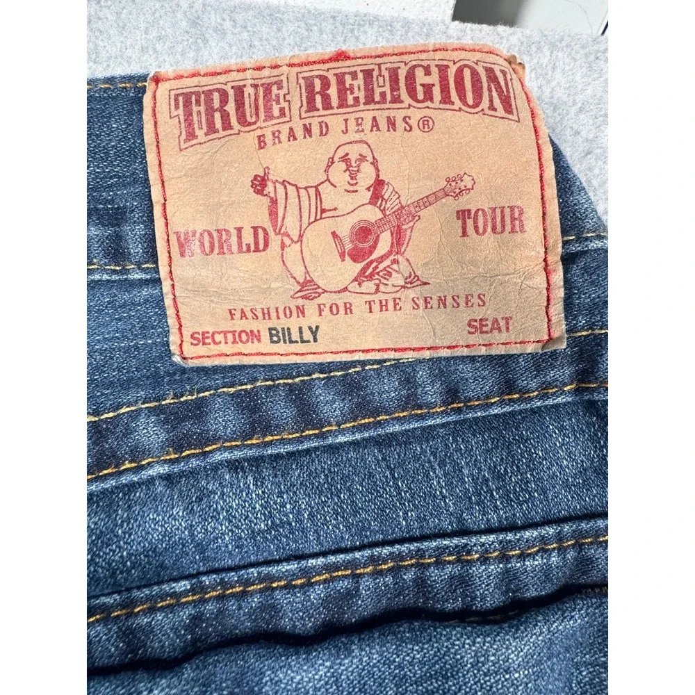 True Religion Mens Straight Leg Jeans Blue Medium Wash Made in USA Size 36